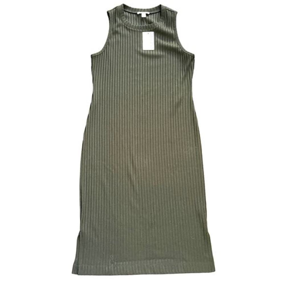 Nine West Women’s Ribbed Midi Dress Black Sz M Goth Minimalist Grunge Rock‎ Y2K